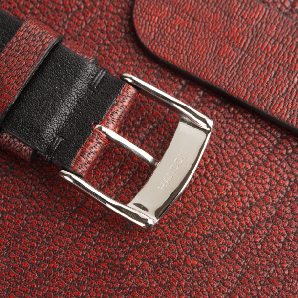 Rally Curved End Red Alran Chevre FatNat Leather Watch Strap