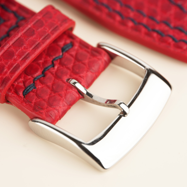 Pilot Double Stitching Red Lizard Leather Watch Strap 6 Pilot Double Stitching Red Lizard Leather Watch Strap