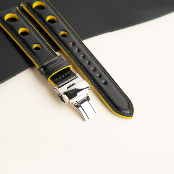 Rally Black Shell Cordovan Leather Watch Strap