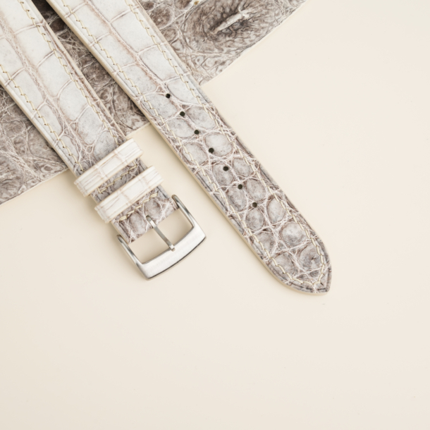 Curved End Himalayan Alligator Leather Watch Strap