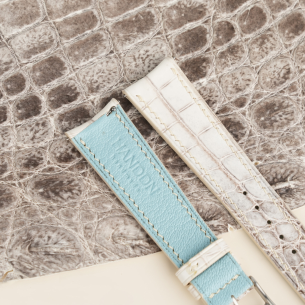 Curved End Himalayan Alligator Leather Watch Strap
