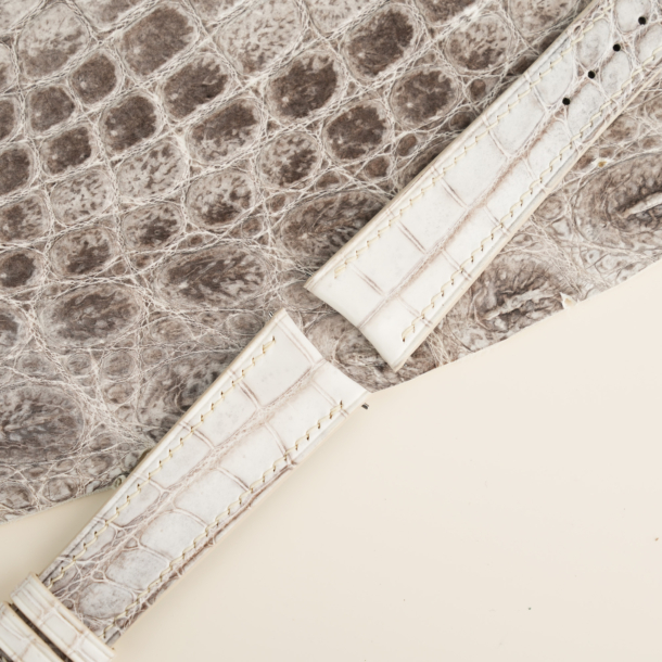 Curved End Himalayan Alligator Leather Watch Strap