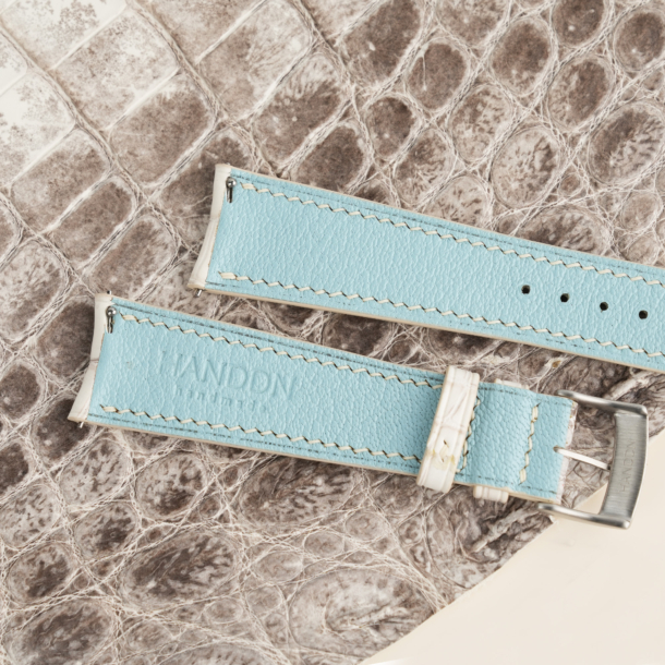 Curved End Himalayan Alligator Leather Watch Strap