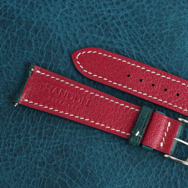 Curved End Navy Pueblo Leather Watch Strap