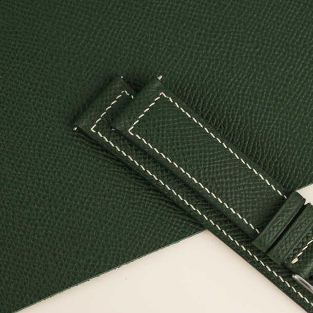 Padded Forest Epsom Leather Watch Strap