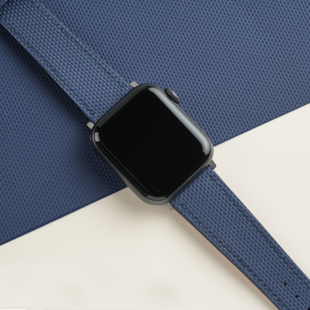 Navy Sailcloth Rubber Apple Watch Band 3 Navy Sailcloth Rubber Apple Watch Band