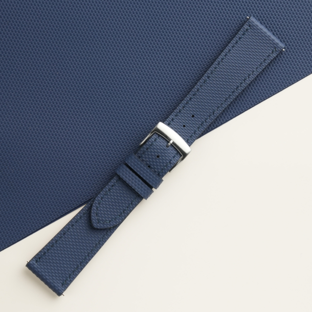 Navy Sailcloth Rubber Watch Strap