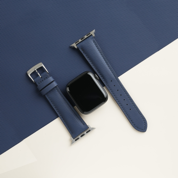 Padded Navy Sailcloth Rubber Apple Watch Band