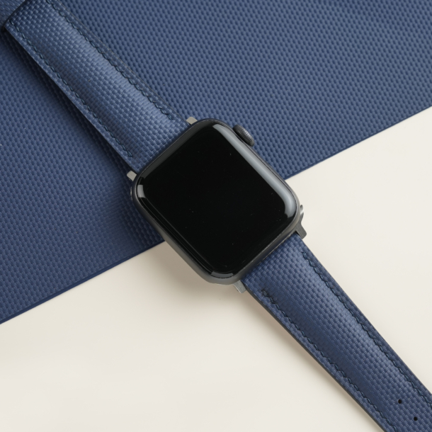 Padded Navy Sailcloth Rubber Apple Watch Band
