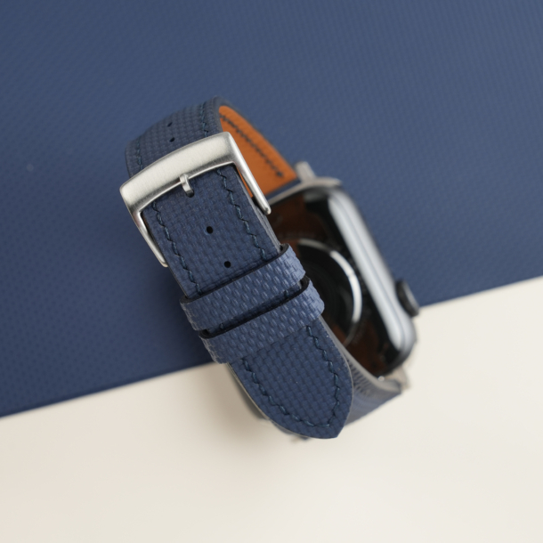 Padded Navy Sailcloth Rubber Apple Watch Band