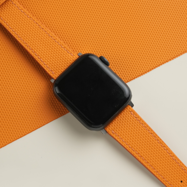 Orange Sailcloth Rubber Apple Watch Band