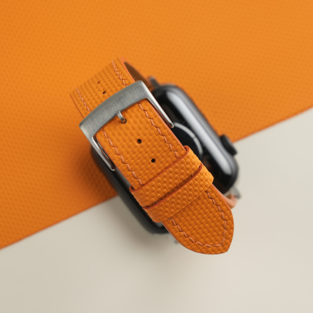 Orange Sailcloth Rubber Apple Watch Band