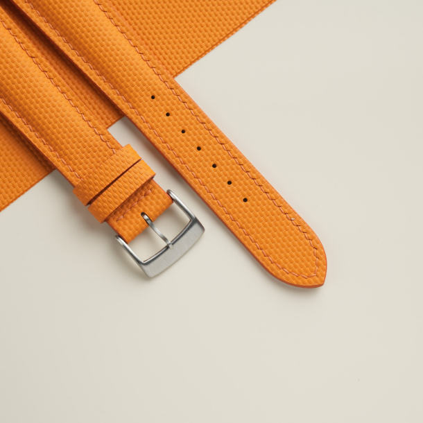 Padded Orange Sailcloth Rubber Watch Strap