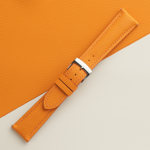 Padded Orange Sailcloth Rubber Watch Strap