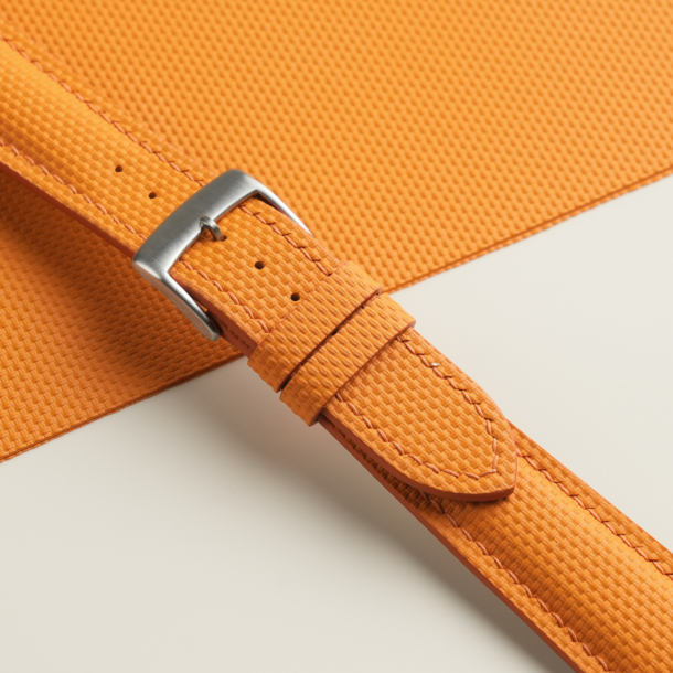 Padded Orange Sailcloth Rubber Watch Strap