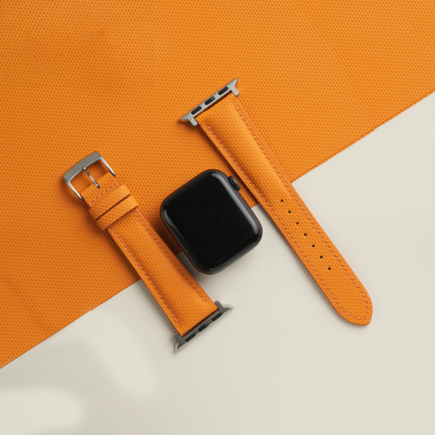 Padded Orange Sailcloth Rubber Apple Watch Band