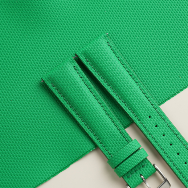 Padded Neon Green Sailcloth Rubber Watch Strap