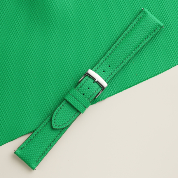 Padded Neon Green Sailcloth Rubber Watch Strap - Image 5