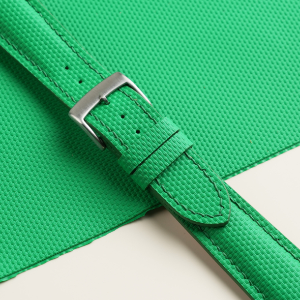 Padded Neon Green Sailcloth Rubber Watch Strap