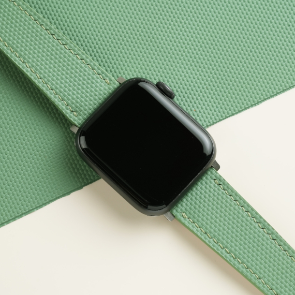 Light Moss Sailcloth Rubber Apple Watch Band