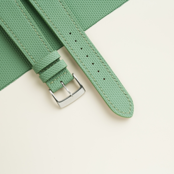 Light Moss Sailcloth Rubber Watch Strap