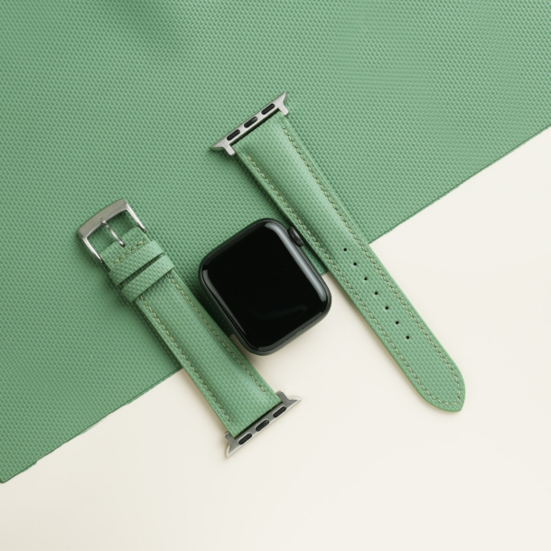 Padded Light Moss Sailcloth Rubber Apple Watch Band