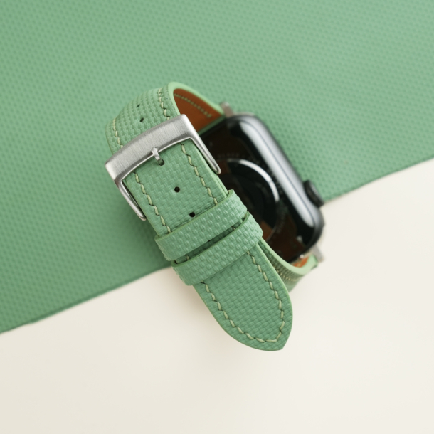 Padded Light Moss Sailcloth Rubber Apple Watch Band
