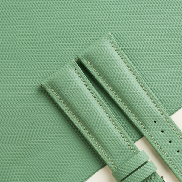 Padded Light Moss Sailcloth Rubber Watch Strap