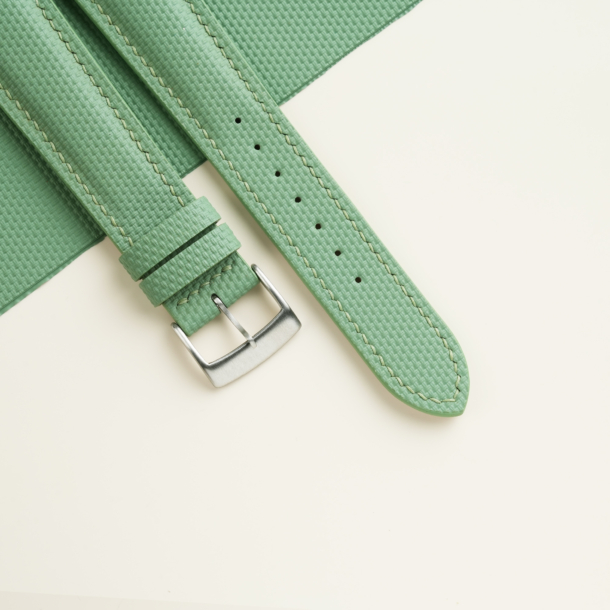 Padded Light Moss Sailcloth Rubber Watch Strap
