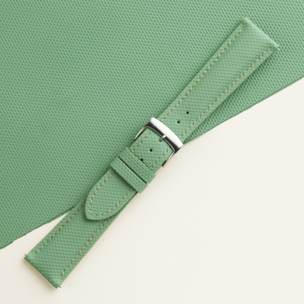 Padded Light Moss Sailcloth Rubber Watch Strap