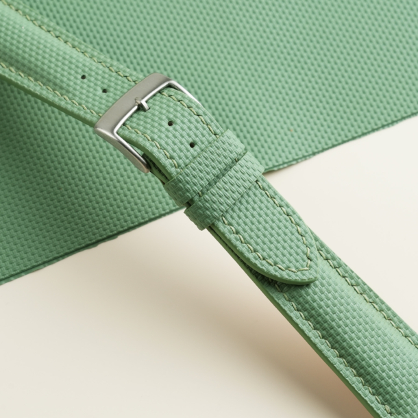 Padded Light Moss Sailcloth Rubber Watch Strap