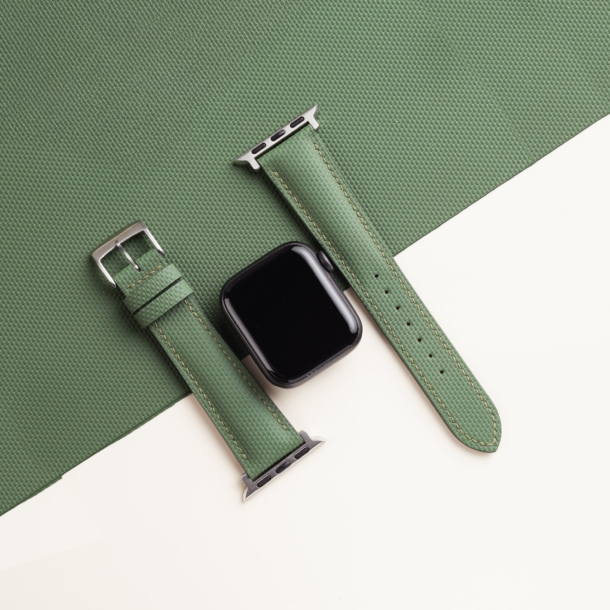 Padded Moss Sailcloth Rubber Apple Watch Band