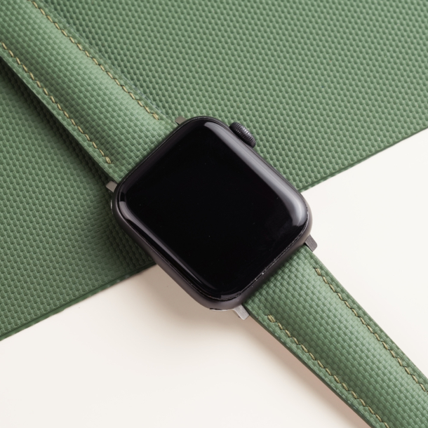 Padded Moss Sailcloth Rubber Apple Watch Band
