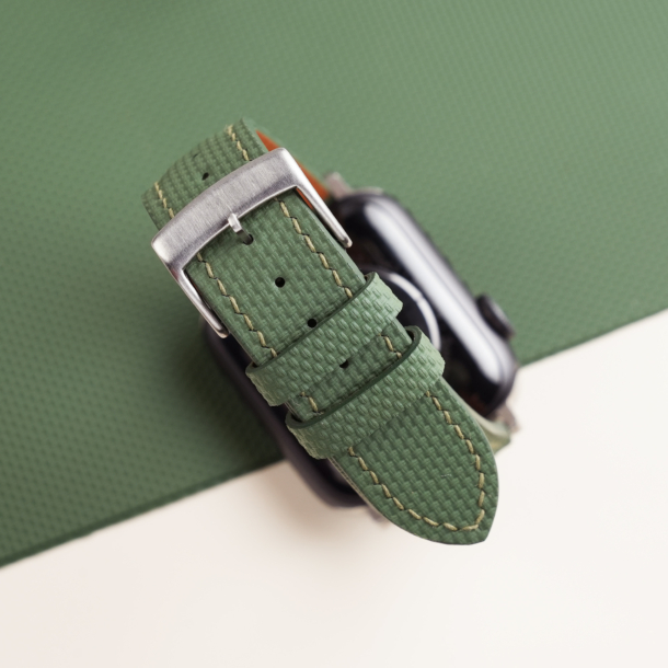 Padded Moss Sailcloth Rubber Apple Watch Band
