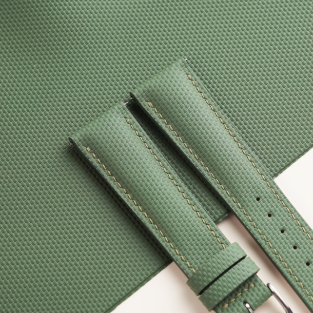Padded Moss Sailcloth Rubber Watch Strap