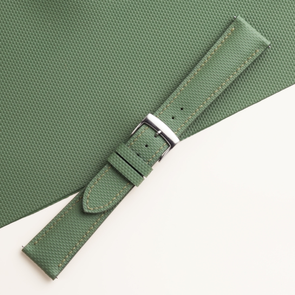 Padded Moss Sailcloth Rubber Watch Strap