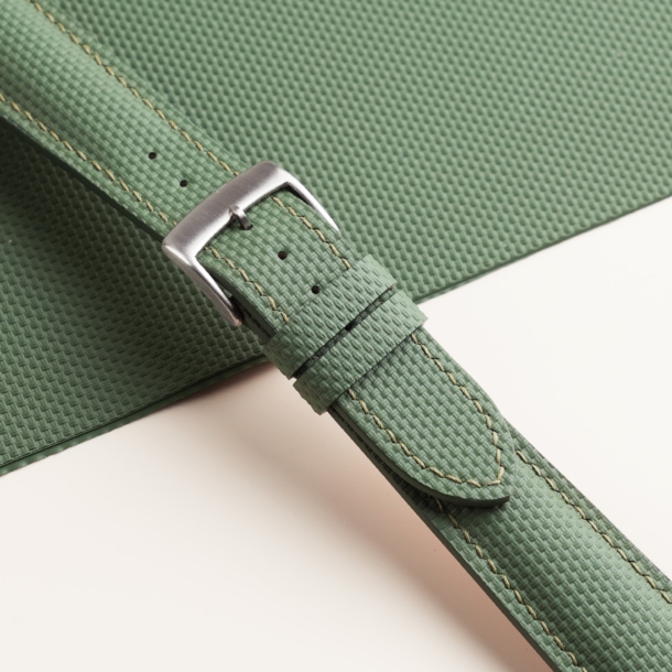 Padded Moss Sailcloth Rubber Watch Strap