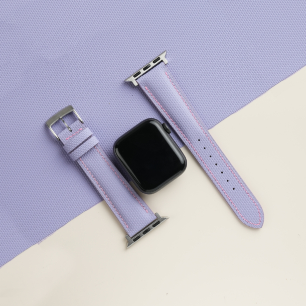 Padded Light Purple Sailcloth Rubber Apple Watch Band