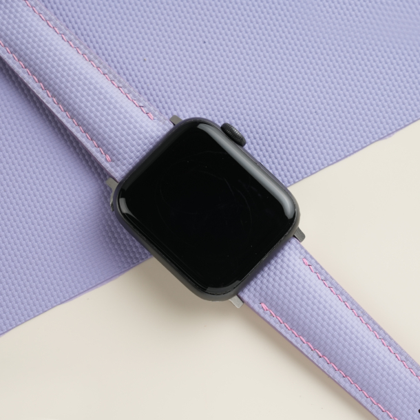 Padded Light Purple Sailcloth Rubber Apple Watch Band