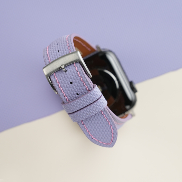Padded Light Purple Sailcloth Rubber Apple Watch Band