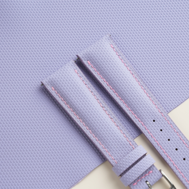 Padded Light Purple Sailcloth Rubber Watch Strap