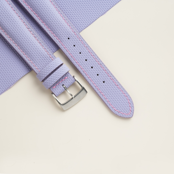 Padded Light Purple Sailcloth Rubber Watch Strap