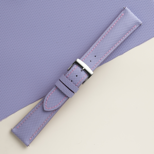 Padded Light Purple Sailcloth Rubber Watch Strap