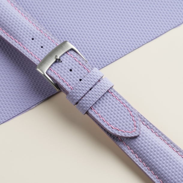 Padded Light Purple Sailcloth Rubber Watch Strap