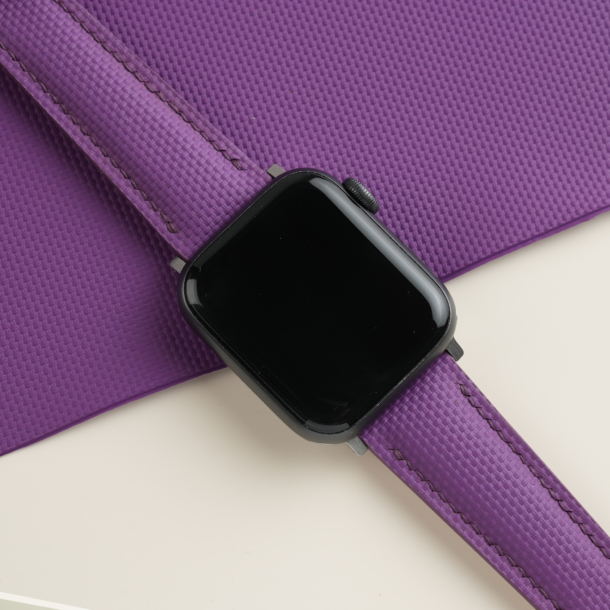 Padded Purple Sailcloth Rubber Apple Watch Band