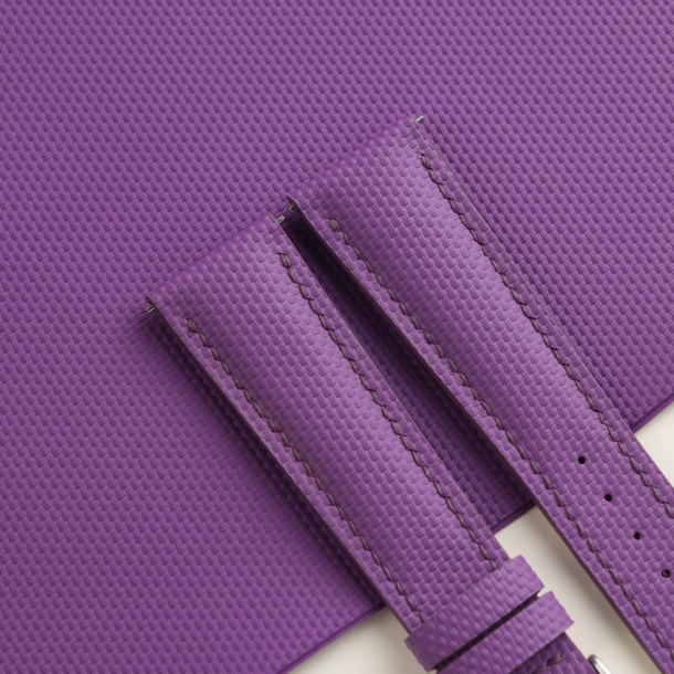 Padded Purple Sailcloth Rubber Watch Strap
