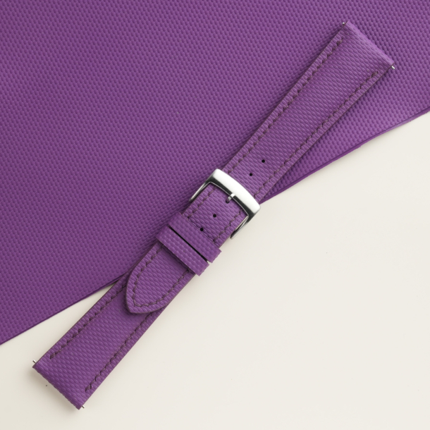 Padded Purple Sailcloth Rubber Watch Strap