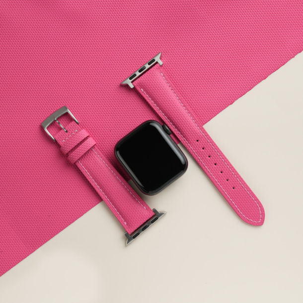 Padded Pink Sailcloth Rubber Apple Watch Band