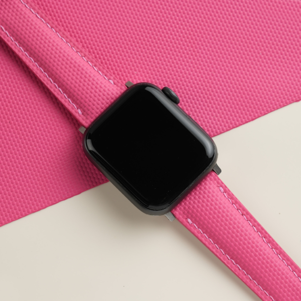 Padded Pink Sailcloth Rubber Apple Watch Band