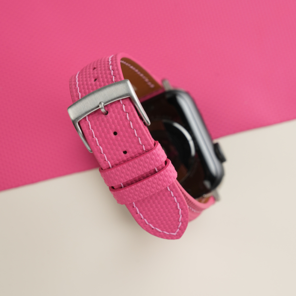 Padded Pink Sailcloth Rubber Apple Watch Band